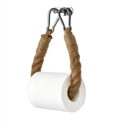 Produktbild von 50 cm langer, brauner, hygienischer Toilettenpapierhalter aus Hanfseil zur Wandmontage – Badezimmeraccessoires