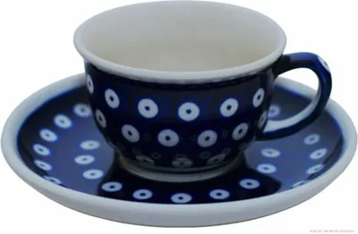 Produktbild von Original Bunzlauer Keramik 0,11 Liter Espresso Tasse mit Untertasse Ø8,5 cm im Design 42