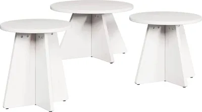 Immagine prodotto di Tavolino da salotto, set da 3 pezzi, bianco, 49 x 49 x 30 cm, in legno massello di pino