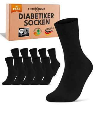 Produktbild von Diabetiker Socken Herren Damen mit Komfortbund ohne Gummi - 70208T Schwarz 43-46 10 Paar