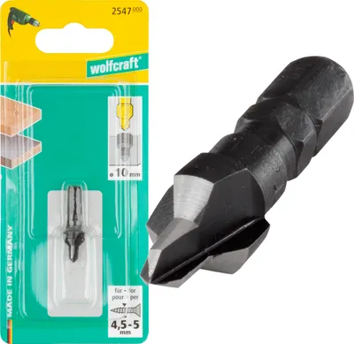 Obrázok produktu pre wolfcraft 2547000 - Záhlbník WS, 3 rezné hrany, šesťhranná stopka s priemerom 4-10 mm, strieborný