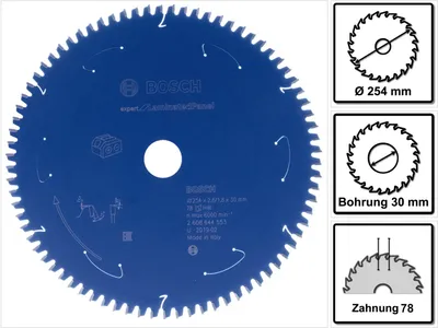 Image de Lame de scie circulaire Bosch Expert for Laminated Panel 254 x 1,8 x 30 mm 78 dents ( 2608644553 )