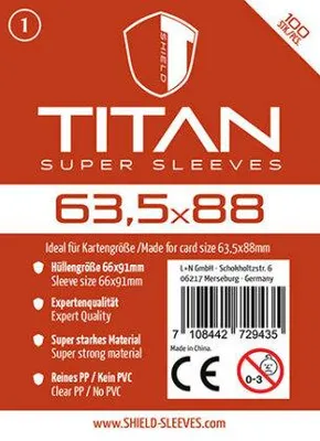 Produktbild von Shield Titan 1 - 100 Super Sleeves für Kartengröße 63,5 x 88 mm