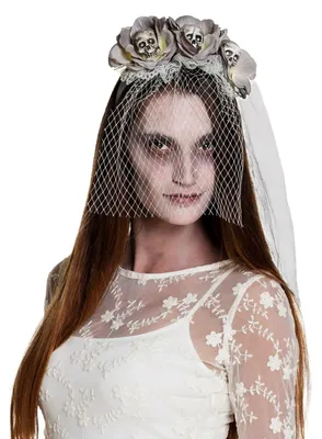Produktbild von Diadem "Zombie" Haarreif mit Schleier | Grau