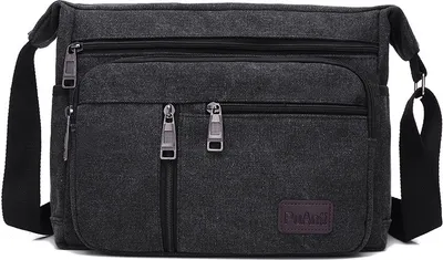Obrázok produktu pre INF Pánska crossbody taška z plátna - Štýlová a praktická taška cez rameno čierna