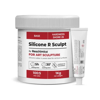 Obrázek produktu pro Silikonová pasta pro sochaře R SCULPT, modelovací silikon, silikon pro tvorbu, netoxický, DIY, dávkovač, silikon, pracovní podložka, rukavice (1 kg)