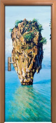 Produktbild von Türposter 80x200 cm Türaufkleber Türtapete Türfolie Klebefolie Felsen Insel auf dem Meer
