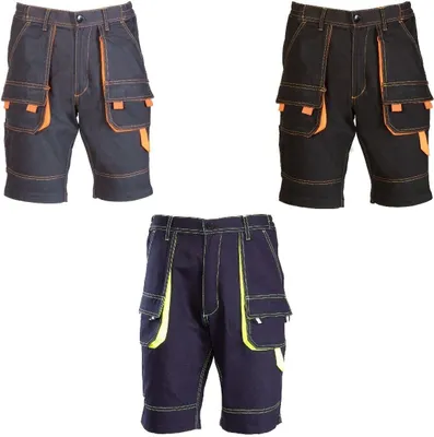 Produktbild von Brixton Spark Kurze Sommerarbeitshose Arbeitshose Arbeitsshorts Sicherheitshose Größe: 58, Farbe.: Dunkelblau-orange
