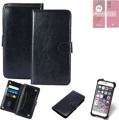 Produktbild von K-S-Trade 360° Hülle kompatibel mit Motorola Edge 40 schwarz Kunstleder Case BookCase WalletCase Kunstlederederhülle Handyhülle, Rundumschutz