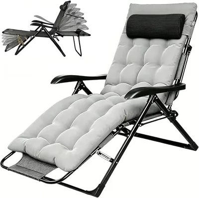 Imagen del producto de Tumbona plegable para jardín con reposacabezas, ideal para balcones. Tumbona reclinable con 7 posiciones, plegable y con capacidad de hasta 150 kg, perfecta para jardín, balcón o terraza (gris)
