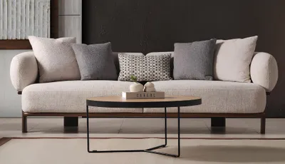 Zdjęcie produktu dla Elegancki zestaw wypoczynkowy 3+1-osobowy w kolorze beżowym, nowoczesny design
