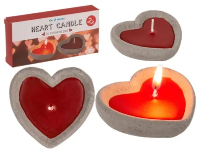 Immagine prodotto di Candela rossa in vaso di cemento, a forma di cuore