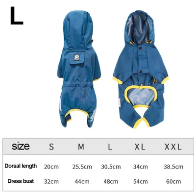 Produktbild von Hunde-Regenmantel mit Kapuze und Regenmantel-Umhang für kleine bis Welpen,Blau,L