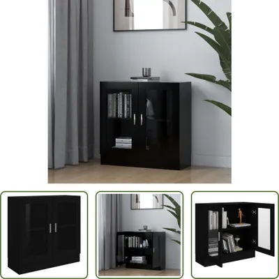 Obrázek produktu pro The Living Store Vitrína černá 82,5x30,5x80 cm Materiál na bázi dřeva