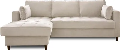 Image de Lisa Design Anna - canapé d'angle gauche - 4 places - convertible avec coffre - en velours , Beige