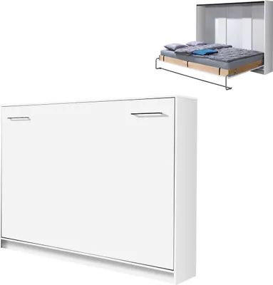 Produktbild von Schrankbett Wandbett Klappbett horizontal HB 90x200 weiß matt