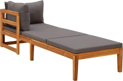 Produktbild von The Living Store Sonnenliege mit 1 Armlehne Dunkelgrau Massivholz Akazie