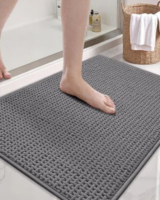Obrázok produktu pre Ibenzoa® Koberček do kúpeľne z mikrovlákna, 60 x 90 cm – protišmykový, umývateľný a rýchlo schnúci, sivý