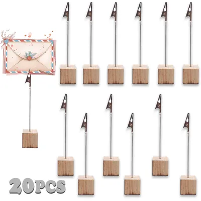 Image de Solidchoice - Coffret de 20 supports en bois pour photos et notes