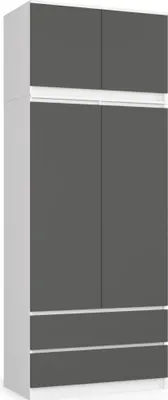 Image de Akord Armoire Surmeuble 2 Portes 2 Tiroirs Blanc Et Graphite 90X51X234