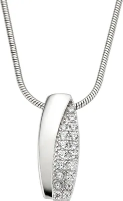 Produktbild von Zeeme Silber Halskette 925/- Sterling Silber 42+5cm weiß Zirkonia weiß 500245259
