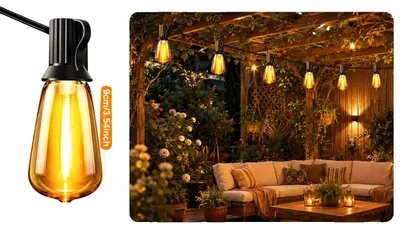 Productafbeelding van Zonne-energie verlichte lichtslingers, met instelbare helderheid, waterdicht, 18 meter, 30 lampen