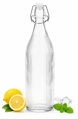 Productafbeelding van Glazen Fles met Beugel - 1 Liter - Transparant