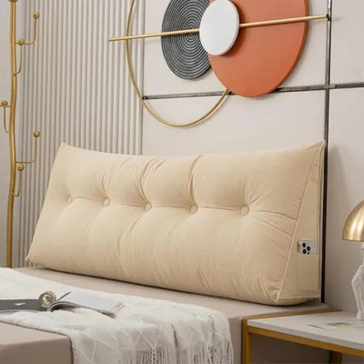 Image de Coussin lombaire pour lit - Forme triangulaire - 120x50x20 cm