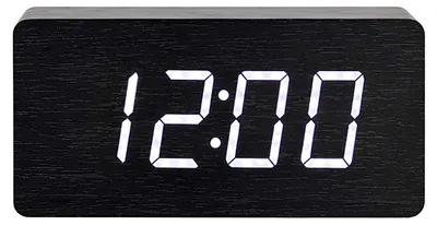 Image de Avizar, horloge en bois avec affichage numérique LED clair, noir