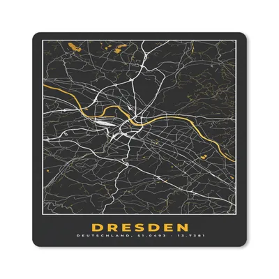 Produktbild von MuchoWow® Mauspad Mousepad Dresden - Gold - Stadtplan - Karte - Deutschland 20x20 cm - Mousepads - Maus Mat - Pad - Mausunterlage - Desk Mat - Bureauartikeln
