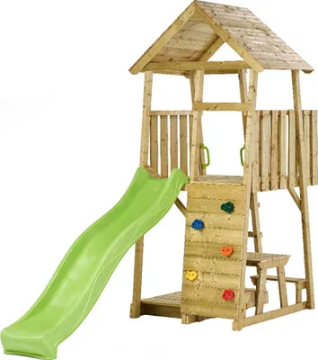 Immagine prodotto di KANGUI - Torre giochi in legno: scivolo, parete da arrampicata, casetta, tavolo e sabbiera WIKI
