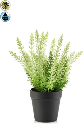 Produktbild von artplants.de Kunstblume Erika ELSAWO im Dekotopf, crossdoor, weiß-grün, 30cm - Künstliche Besenheide