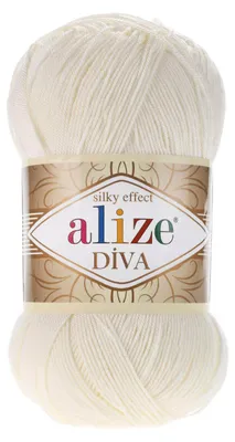 Strickgarn ALIZE DIVA Sommerwolle Häkelgarn Wolle Sommer Stricken Häkeln 62 creme