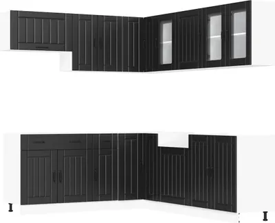 Produktbild von 11-tlg. Küchenschrank-Set Lucca Schwarz Holzwerkstoff