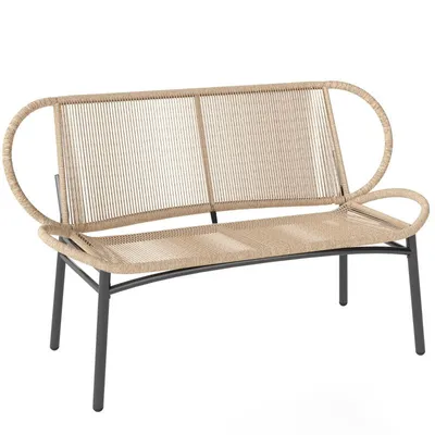 Produktbild von Gartenbank – Zweisitzer-Gartenbank – Terrassenbank – Rattanbank – Geeignet für Terrasse, Garten und Balkon – 138 x 62 x 83 cm – Beige