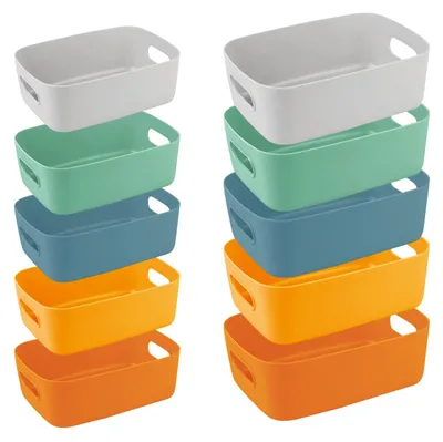 Immagine prodotto di 10 contenitori in plastica, scatole impilabili per l'organizzazione e lo stoccaggio