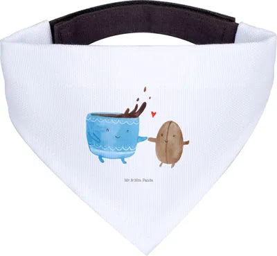 Produktbild von Mr. & Mrs. Panda Halstuch Kaffee Bohne - Weiß - Geschenk, Lustige Sprüche, Hund, Kaffeebohne, Zufriedenheit, Genuss, kleines, Hunde, Für, Glück, Hundehalstuch