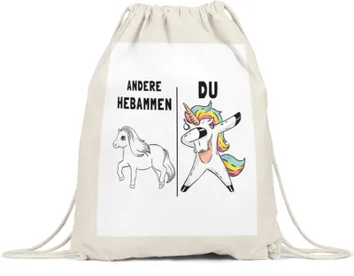 Produktbild von Andere Hebammen Du Turnbeutel Gymsack  Pferd Einhorn Humor Lustig Unicorn Geschenk Apotheke