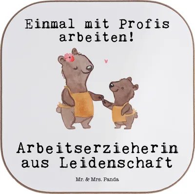 Produktbild von Mr. & Mrs. Panda Tischuntersetzer Arbeitserzieherin Leidenschaft - Weiß - Geschenk, Ausbildung, Studium, Untersetzer Glas, Tassen, für Gläser, gläseruntersetzer, Beruf