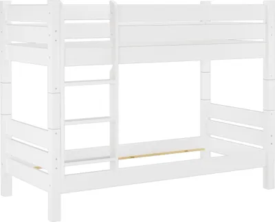 Produktbild von Kiefer-Stockbett massiv weiß 90x200 Etagenbett teilbar Hochbett Zubehör wählbar V-60.16-09WT80ohne Zubehör