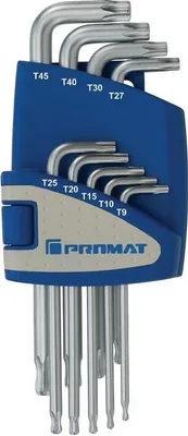 Produktbild von Winkelschraubendrehersatz 9tlg.T9-T45 m.Kugelkopf Ku.-Halter PROMAT