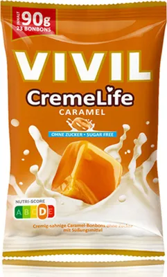 Produktbild von VIVIL Creme Life Caramel Sahnebonbons ohne Zucker | 90g