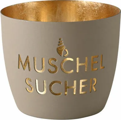 Produktbild von Gift Company Windlicht Madras Muschelsucher M, Teelichthalter, Kerzenhalter, Eisen, sandstone / Gold, H 8.5 cm, 1172804029