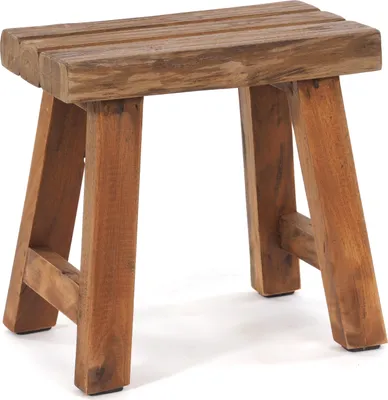 Produktbild von SITZHOCKER "RUSTIC" | 41x42x24cm (HxBxT), Teak | Holzhocker | Farbe: 01 natur-vintage