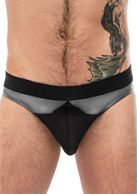 Image de Male Power String Iron Clad pour homme avec maille et ceinture basse noir