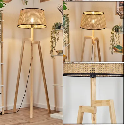 Produktbild von Casalina Stehlampe aus Holz/Wiener Geflecht/Rattan in Naturfarben/Schwarz