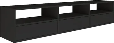 Produktbild von Selsey Framme – hängendes TV-Board mit drei Klappen und offenen Ablagen, Schwarz, 150 cm