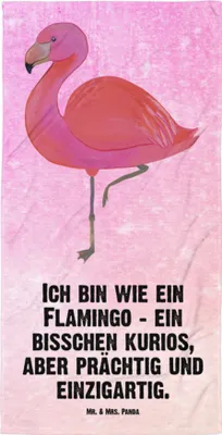 Produktbild von Mr. & Mrs. Panda Strandtuch Flamingo Classic - Aquarell Pink - Geschenk, Großes Badehandtuch, Spruch, Duschhandtuch, Handtuch, Prächtig, Rosa, Ich, Stolz, Strandlaken