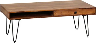 Produktbild von Wohnling Massivholz Sheesham Couchtisch 120 x 60 x 40 CM mit 2 Schubläden; WL1.513