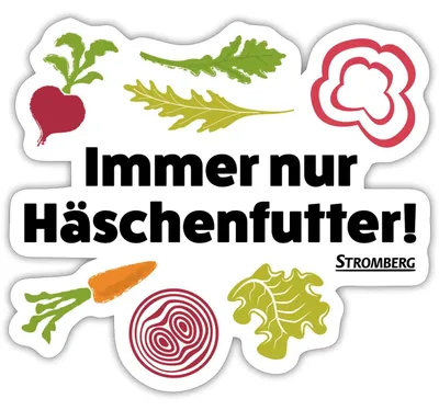 Produktbild von Spreadshirt Stromberg Häschenfutter Spruch Und Gemüse Sticker Aufkleber, 10 x 10 cm, Mattweiß